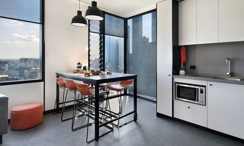 Iglu Melbourne City kitchen area